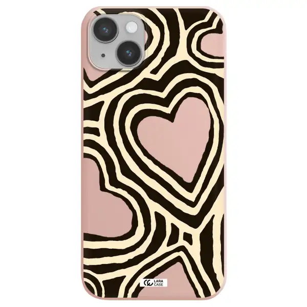 Cute Hearts Apple iPhone 14 plus Silicone pastel pink Case