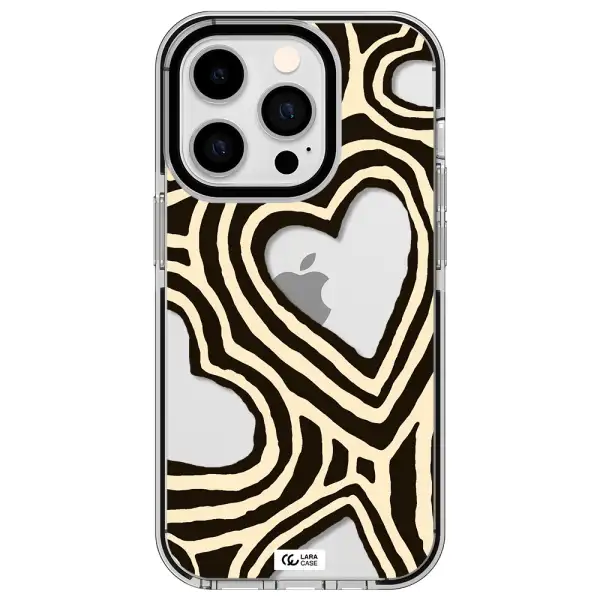 Cute Hearts Apple iPhone 14 pro impact black border Case