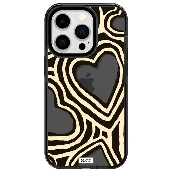 Cute Hearts Apple iPhone 14 pro impact Smoke Black Case