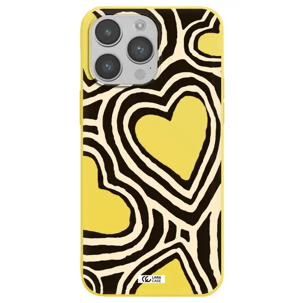 Cute Hearts Apple iPhone 14 pro max Silicone canary yellow Case