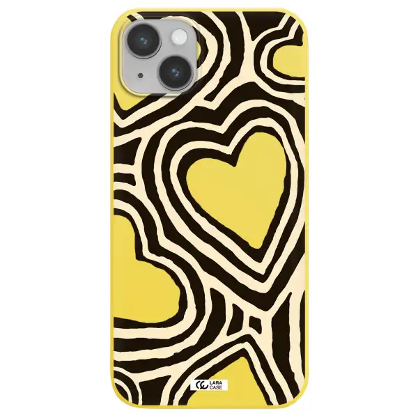 Cute Hearts Apple iPhone 14 Silicone canary yellow Case