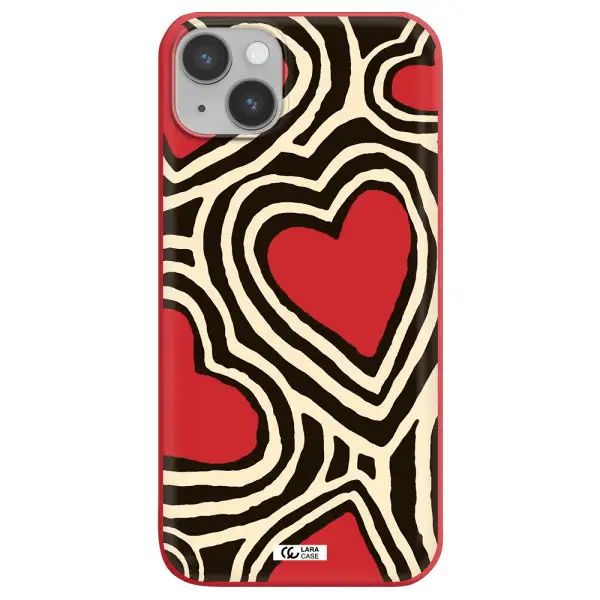 Cute Hearts Apple iPhone 14 Silicone Imperial Red Case