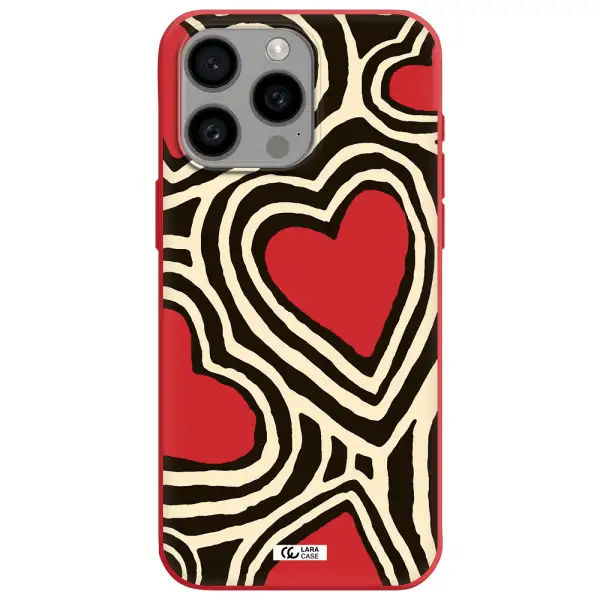 Cute Hearts Apple Iphone 15 Pro Max Silicone Imperial Red Case