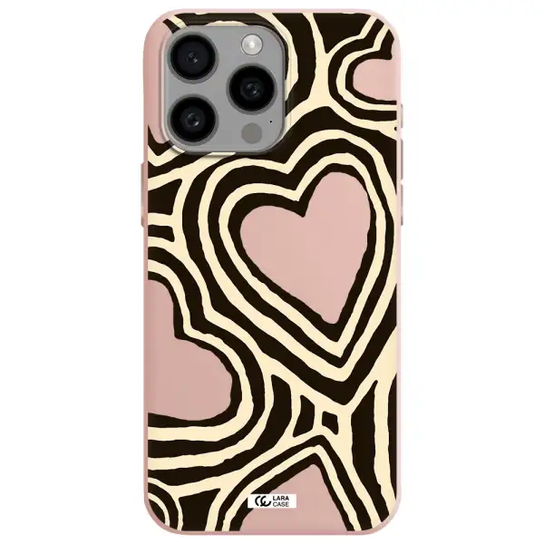 Cute Hearts Apple Iphone 15 Pro max Silicone pastel pink Case