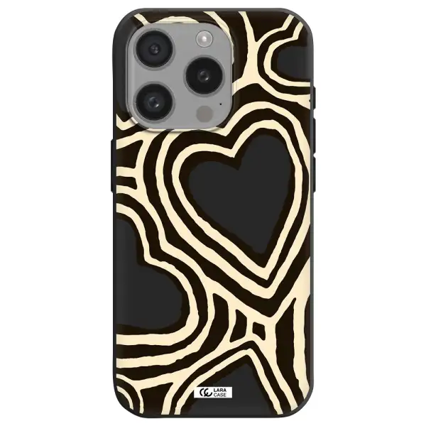 Cute Hearts Apple Iphone 15 Pro Silicone Black Case