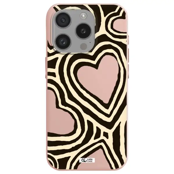 Cute Hearts Apple Iphone 15 Pro Silicone Pastel Pink Case