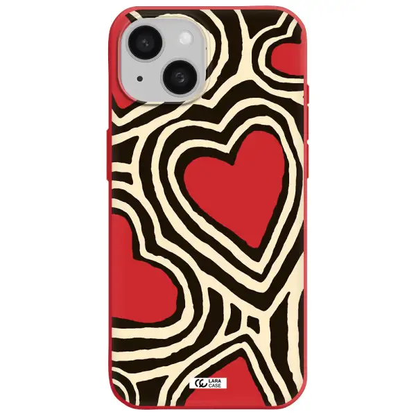 Cute Hearts Apple Iphone 15 Silicone Imperial Red Case
