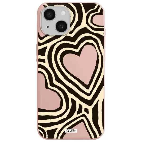Cute Hearts Apple Iphone 15 Silicone Pastel Pink Case