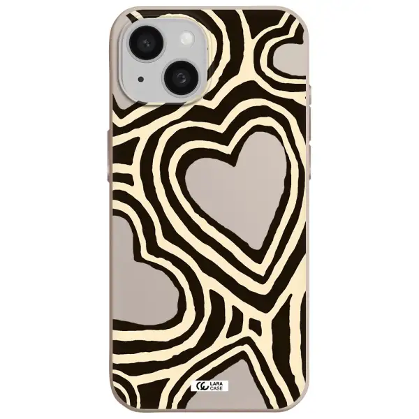 Cute Hearts Apple iPhone 15 Silicone Stone Case