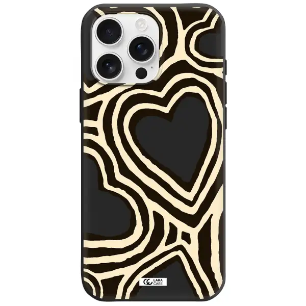 Cute Hearts Apple Iphone 16 Pro Max Silicone Black Case