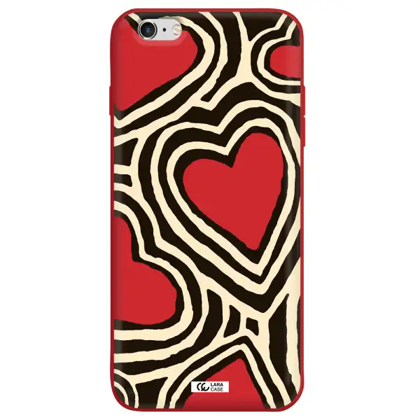 Cute Hearts Apple iPhone 6 s plus Silicone Imperial Red Case