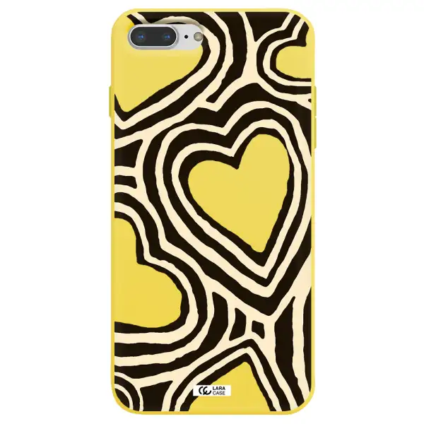 Cute Hearts Apple iPhone 7 plus Silicone canary yellow Case