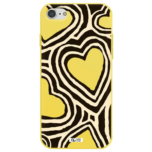 Cute Hearts Apple iPhone 7 Silicone canary yellow Case