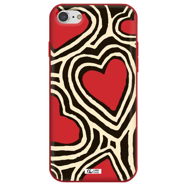 Cute Hearts Apple iPhone 7 Silicone Imperial Red Case