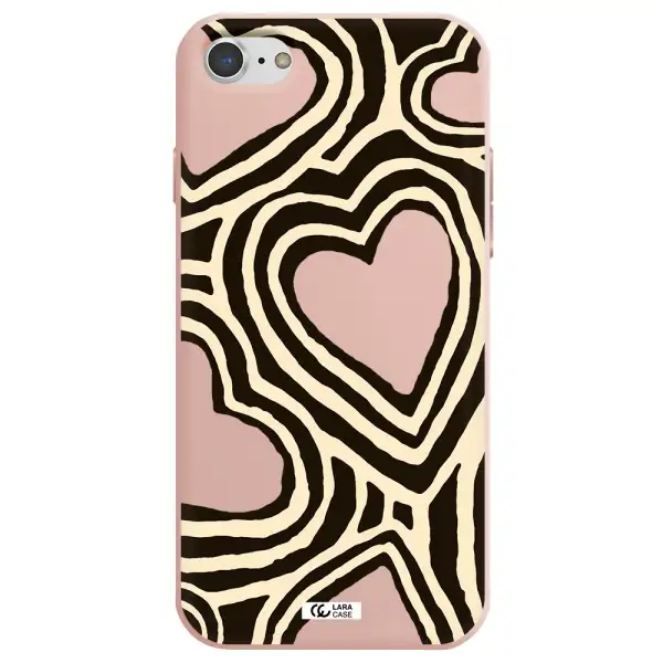 Cute Hearts Apple iPhone 7 Silicone pastel pink Case