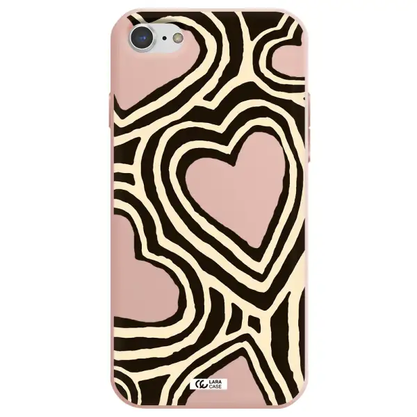 Cute Hearts Apple iPhone 8 Silicone pastel pink Case