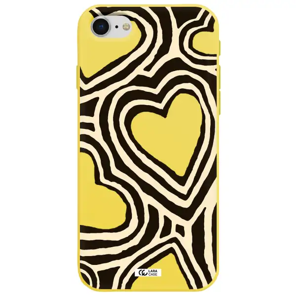 Cute Hearts Apple iPhone se 2020 Silicone canary yellow Case