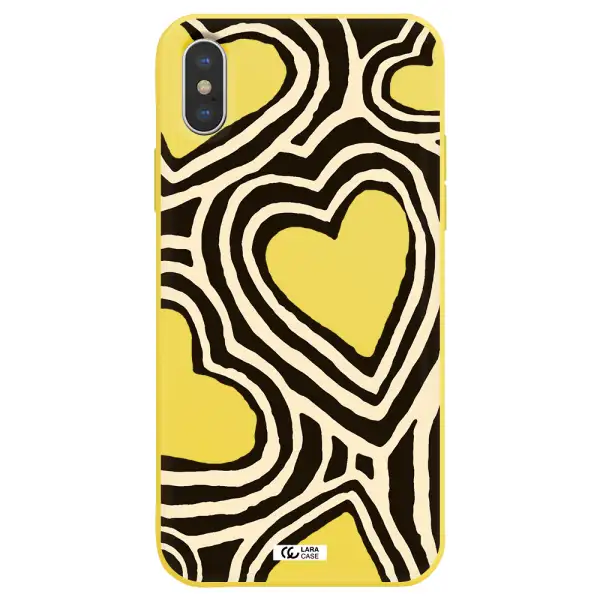Cute Hearts Apple iPhone XS max Silicone canary yellow Case