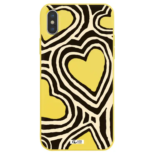 Cute Hearts Apple iPhone XS Silicone canary yellow Case