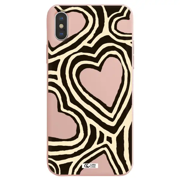 Cute Hearts Apple iPhone XS Silicone pastel pink Case