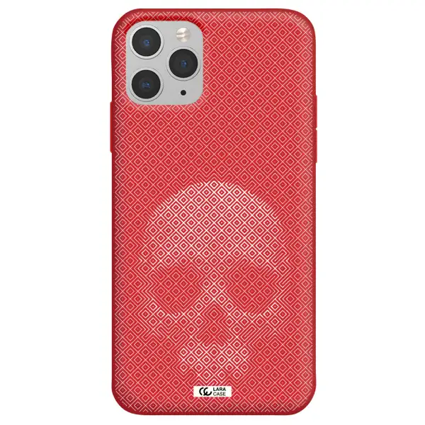 Skull Line Pattern Apple iPhone 11 pro Silicone Imperial Red Case