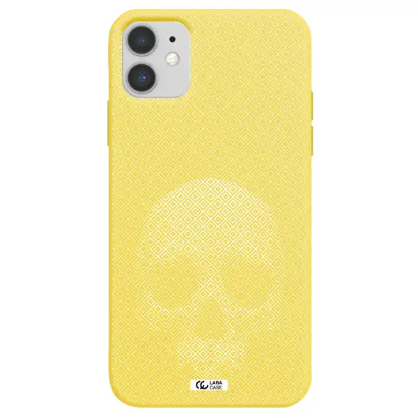 Skull Line Pattern Apple iPhone 11 Silicone canary yellow Case