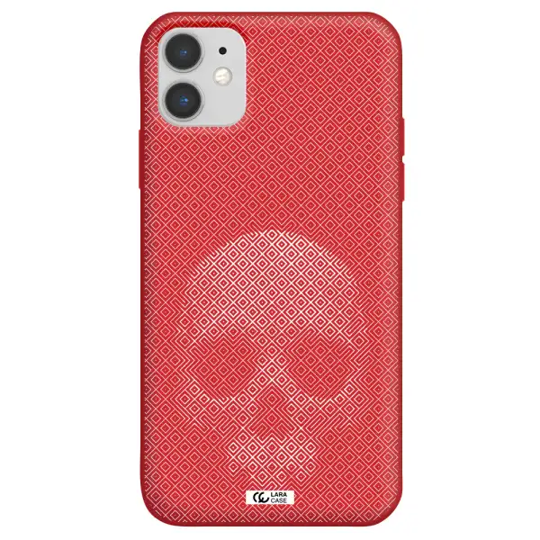 Skull Line Pattern Apple iPhone 11 Silicone Imperial Red Case