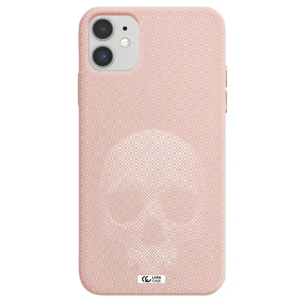 Skull Line Pattern Apple iPhone 11 Silicone pastel pink Case