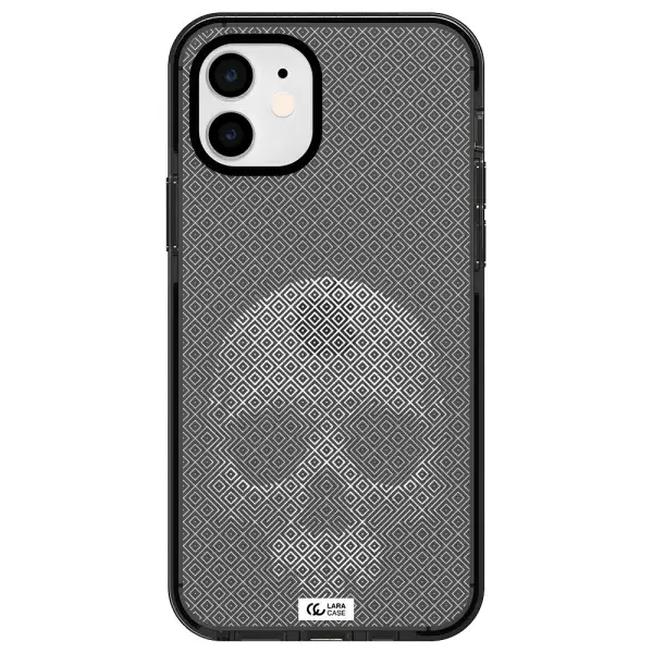 Skull Line Pattern Apple iPhone 12 impact Smoke Black Case