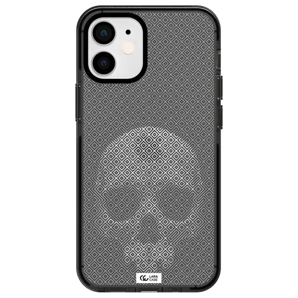 Skull Line Pattern Apple iPhone 12 mini impact Smoke Black Case