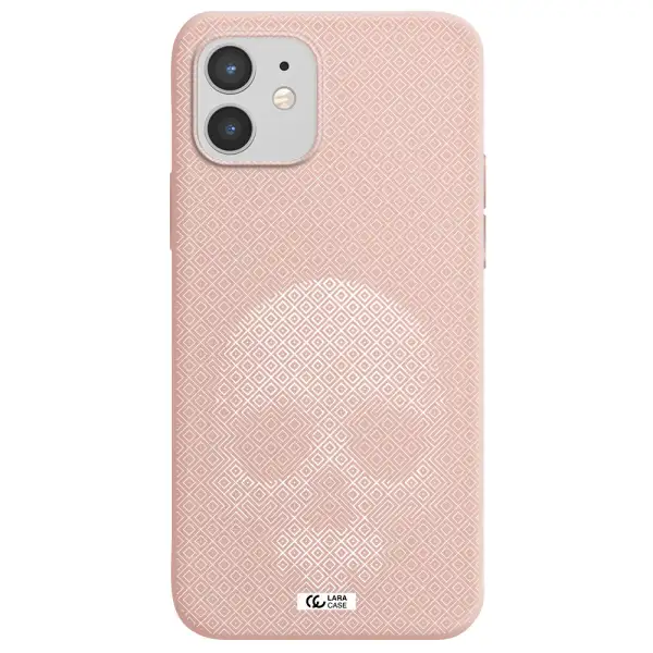Skull Line Pattern Apple iPhone 12 mini Silicone pastel pink Case