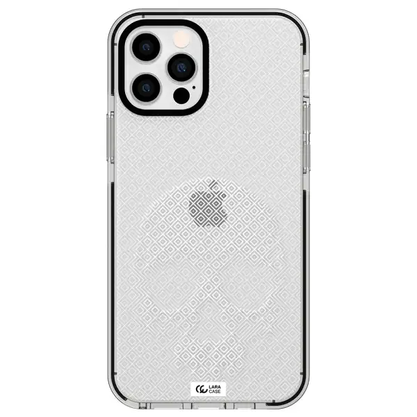 Skull Line Pattern Apple iPhone 12 pro impact black border Case