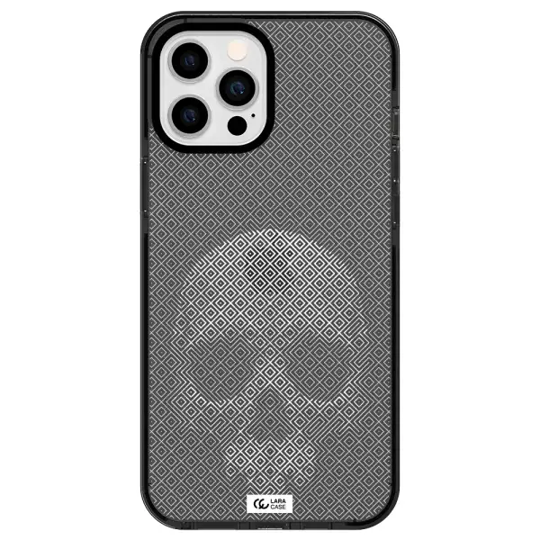 Skull Line Pattern Apple iPhone 12 pro max impact Smoke Black Case