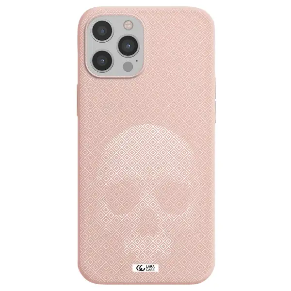 Skull Line Pattern Apple iPhone 12 pro max Silicone pastel pink Case