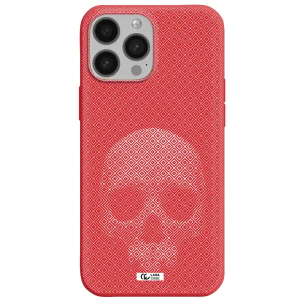 Skull Line Pattern Apple iPhone 13 Pro Max Silicone Imperial Red Case
