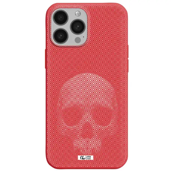 Skull Line Pattern Apple iPhone 13 Pro Silicone Imperial Red Case