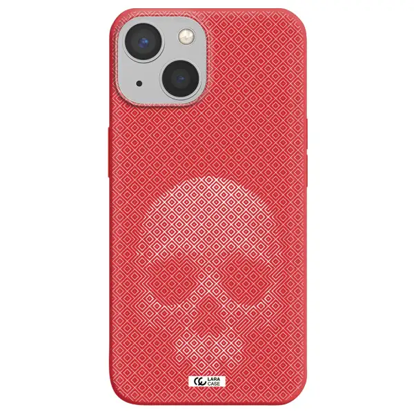 Skull Line Pattern Apple iPhone 13 Silicone Imperial Red Case