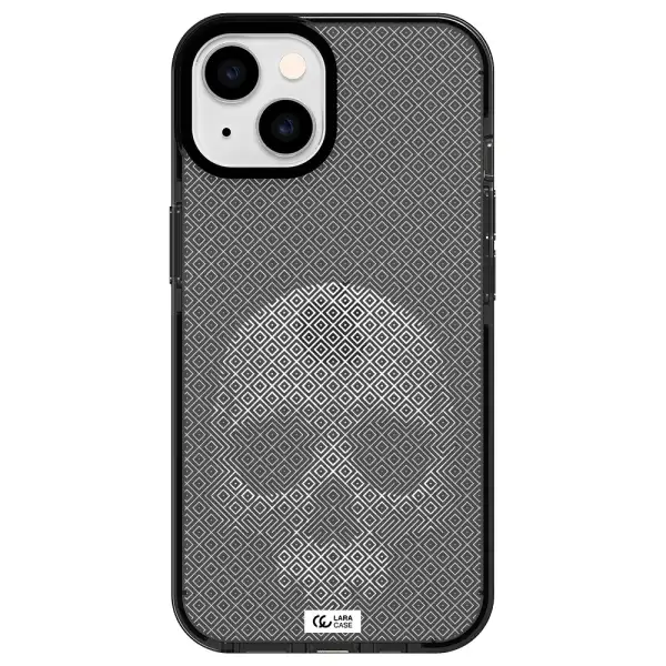 Skull Line Pattern Apple iPhone 14 impact Smoke Black Case