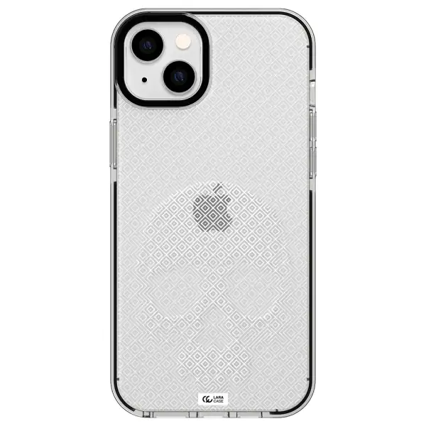 Skull Line Pattern Apple iPhone 14 plus impact black border Case