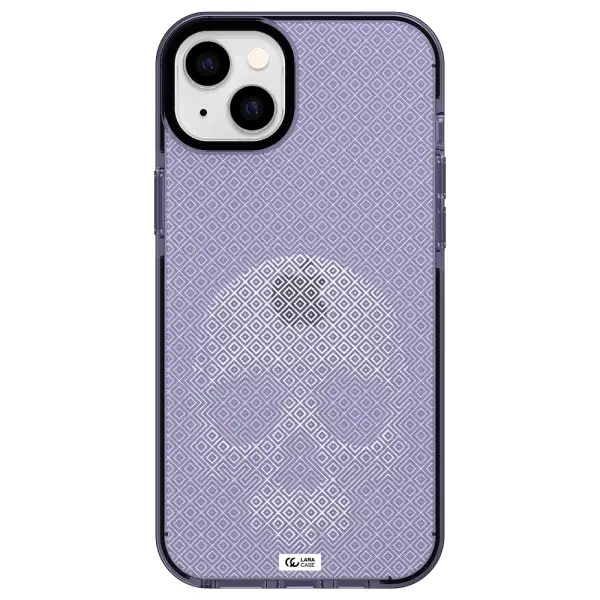 Skull Line Pattern Apple iPhone 14 plus impact Lilac Case
