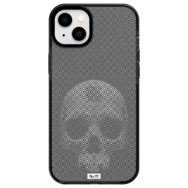 Skull Line Pattern Apple iPhone 14 plus impact Smoke Black Case