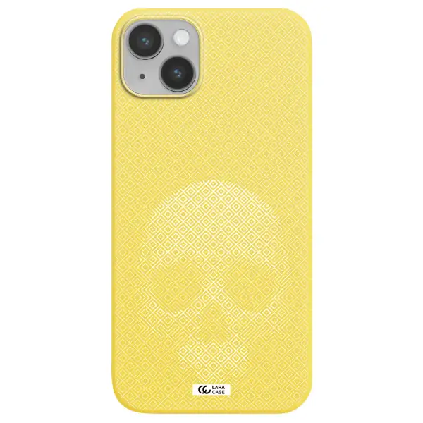 Skull Line Pattern Apple iPhone 14 plus Silicone canary yellow Case