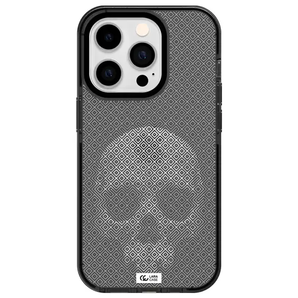 Skull Line Pattern Apple iPhone 14 pro impact Smoke Black Case
