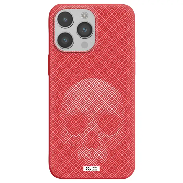 Skull Line Pattern Apple iPhone 14 pro Silicone Imperial Red Case