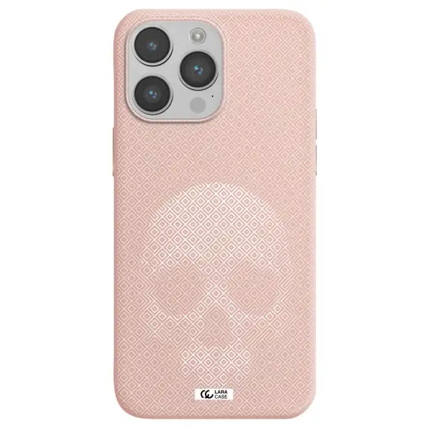 Skull Line Pattern Apple iPhone 14 pro Silicone pastel pink Case