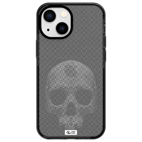Skull Line Pattern Apple iPhone 15 impact Smoke Black Case
