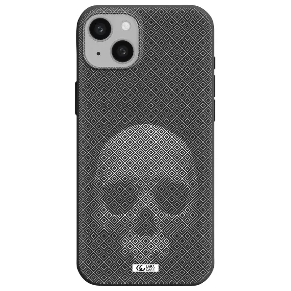 Skull Line Pattern Apple iphone 15 plus Silicone black Case