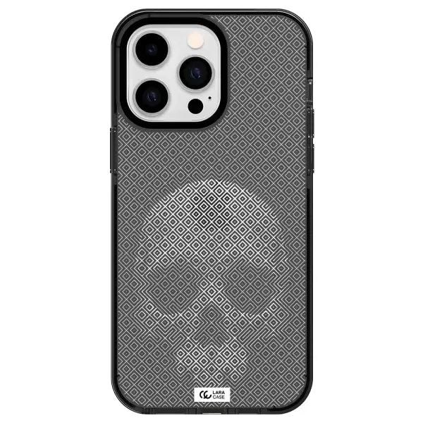 Skull Line Pattern Apple iPhone 15 Pro impact Smoke Black Case