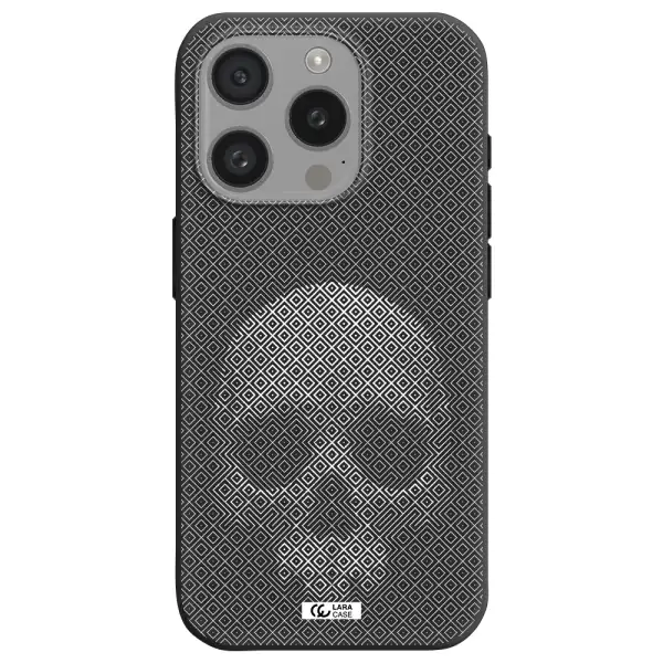 Skull Line Pattern Apple Iphone 15 Pro Silicone Black Case