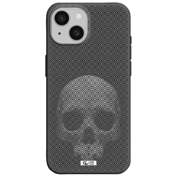 Skull Line Pattern Apple iPhone 15 Silicone black Case